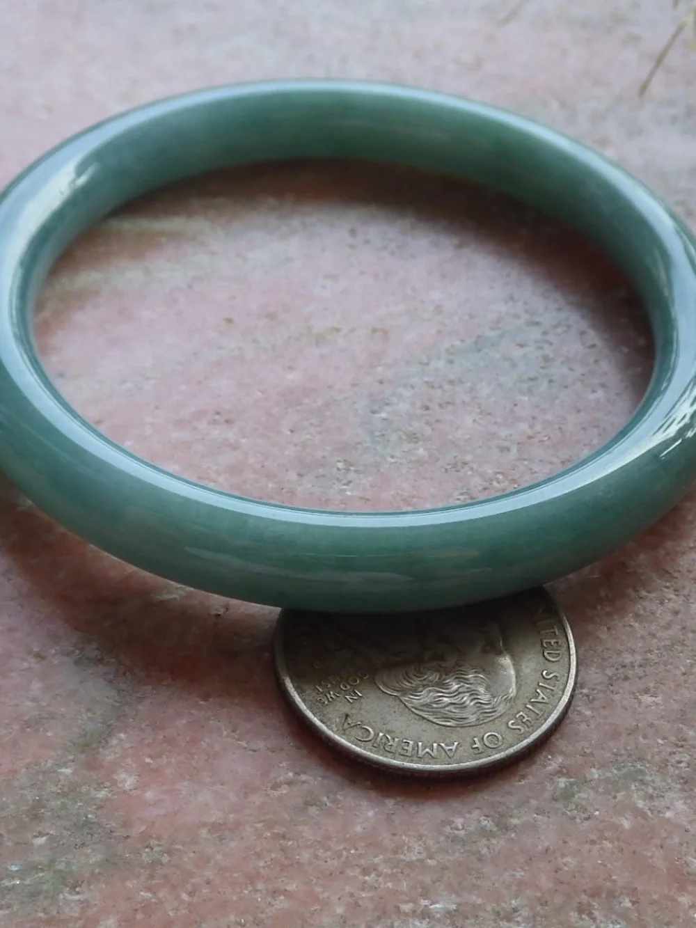 57mm Certified Hand Carved Green Natural A JADE Circle Jadeite Bracelet Bangle